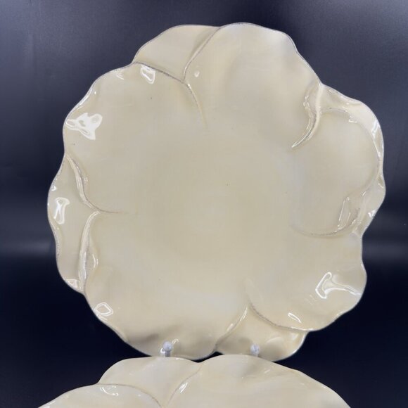 Roscher Flower Antique Butter Yellow Dish Plate 11inch Flower Shape Plate Set 2 - Picture 9 of 16